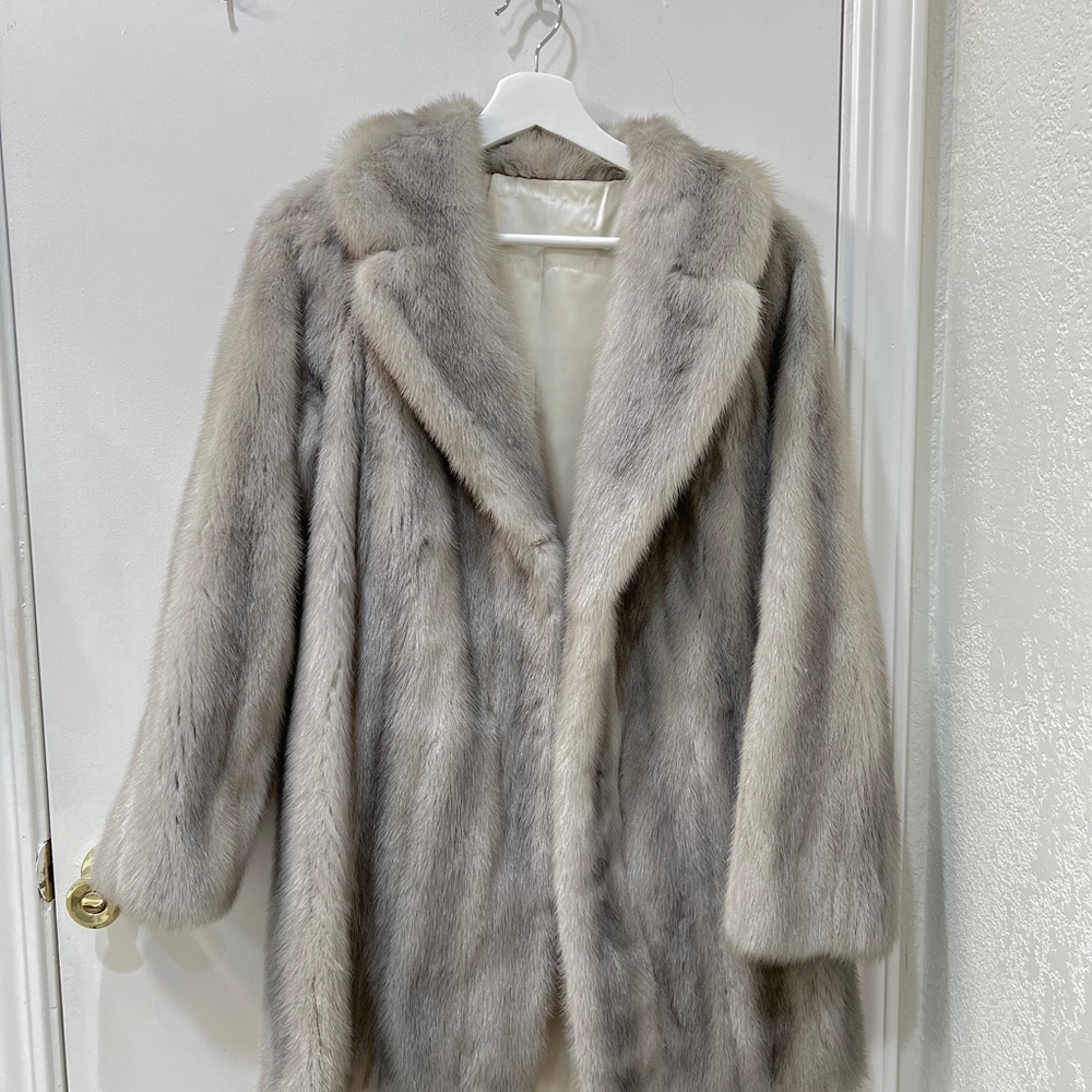 Sapphire grey genuine mink coat